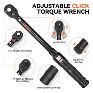 Wintuul, gran oferta, 3/8 "1/2" DR, llave dinamométrica mecánica de 210Nm, llave inglesa de trinquete de 76 dientes, juego de llaves dinamométricas calibradas - Product Image 2