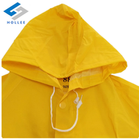 Jas Hujan Murah Warna Kuning Bahan PVC/Polyester Industri dengan Tudung Tidak Dapat Dilepas