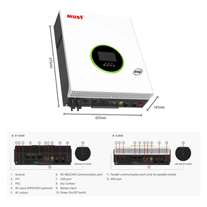 Cho phải năng lượng lai biến tần đầu ra kép 6.2kW Single phase 2 MPPT đơn vị song song lai năng lượng mặt trời biến tần 6KW - Product Image 4