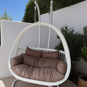 Ghế Đôi Lớn mây rỗng trứng đu wicker dày, kim loại đứng 2 người Patio phòng chờ với đệm (đứng không bao gồm) - Product Image 4