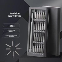 Kit d'Outils de Réparation de Poche 24-en-1 Magnétique de Précision pour Ordinateur Portable, PC et Téléphone Portable, avec Coffret ABS et Poignée en Aluminium OEM