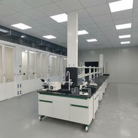 Mesa de Laboratorio Central COSMOLab Tipo C de Acero y Madera con Superficie de Resina Epoxi para Uso Farmacéutico, Escolar y Hospitalario (Venta al Por Mayor)