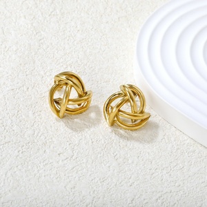 Trendy Stainless Steel Waterproof Geometric Twist Round Small <b>Knot</b> <b>Earring</b> Jewelry Hypoallergenic Stud <b>Earrings</b> for Women - Product Image 3