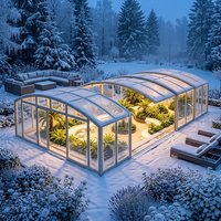 Véranda moderne en verre feuilleté avec structure en aluminium, résistante à l'humidité et à la neige, légère, facile à installer, pour usage résidentiel extérieur