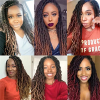 Vendita all'ingrosso 24 pollici 18 pollici sintetici Gypsy Locs Ombre Dread finte Locs Crochet trecce ondulate dea Locs uncinetto capelli extension