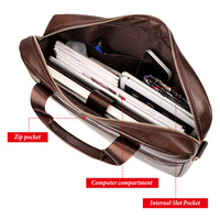 HUMERPAUL Sacoche pour ordinateur portable en cuir véritable fait main pour homme, couleur café/noir, fermeture éclair, multifonctionnelle, grande capacité