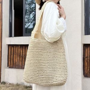 Bolso de mano tejido a mano directamente de fábrica, grande, de paja, arcoíris, con correa de hombro suave, tipo cubo, para uso diario, para mujer, a <span class=keywords><strong>la</strong></span> moda. - Product Image 3