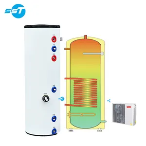 300 Liters Domestic Hot Water Tank With Coiled Heater Water Tank Water Buffer Tank Heat Pump System