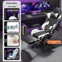 Chaise de jeu ergonomique bicolore noir et blanc, rembourrage en mousse haute densité, style cyberpunk