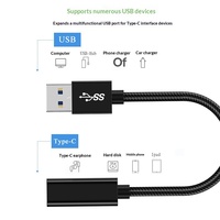 Câble adaptateur OTG USB 3.2 mâle vers Type-C femelle 10 Gbit/s 3A pour téléphones mobiles et ordinateurs