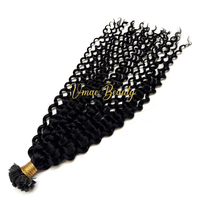 VMAE vente en gros d'extensions de cheveux humains vierges crus I K à pointe plate à cuticule alignée frisée profonde frisée brune foncée mongole