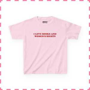 Camiseta Baby Tee OEM ODM con Estampado 'I Love Books And Women's Rights', Estilo Feminista, Y2K, para Amantes de los Libros, Estética Coquette, Regalo Original - Product Image 5