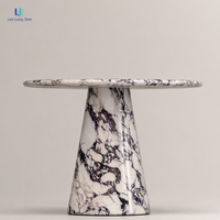 Table d'appoint en marbre Luca Calacatta Viola |   Socle d'appoint rond en marbre violet veiné poli, sur mesure pour salon, appartement, villa