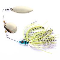 Leurre de pêche Spinnerbait 17,4 g pour la pêche au black-bass, double lame en forme de saule, leurres Spinner avec jupe, jig Spinner sans herbe pour la pêche au brochet en eau douce