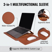 Housse de protection fine en cuir PU imperméable pour ordinateur portable 13 14 15 pouces avec support et tapis de souris pour MacBook, idéale pour les voyages d'affaires