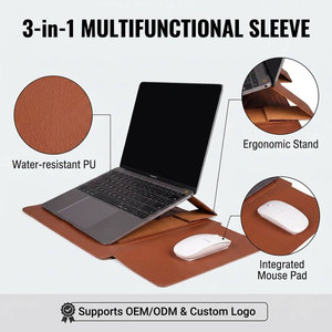 <span class=keywords><strong>Funda</strong></span> Delgada para Computadora Portátil de 13, 14 y 15 Pulgadas, de Cuero PU Impermeable, con Soporte y Alfombrilla para Ratón, para Macbook - Product Image 1