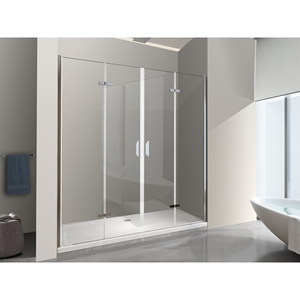 -ประตูห้องอาบน้ำพับหนังสือที่มีการเปิดทั้งหมด4ใบ H 190 128โปร่งใสโครเมี่ยม-131.5ซม - Product Image 1