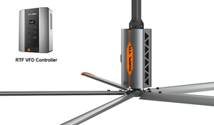พัดลมเพดานอุตสาหกรรมเชิงพาณิชย์ HVLS ยี่ห้อ RTFANS พร้อมโลโก้ OEM มอเตอร์ AC ใบพัดอลูมิเนียม ขนาดใหญ่ ให้แรงลมสูง มอบประสิทธิภาพทรงพลัง - Product Image 4