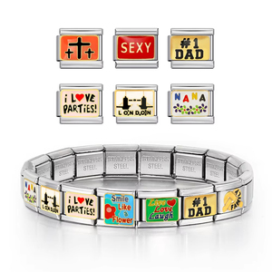 Nouveau Bracelet à Breloques Italien Tendance Personnalisé avec Mots Anglais DAD NANA LOVE SEXY, Compatible avec des Maillons de 9 mm en Acier Inoxydable pour la Fabrication de Bijoux DIY - Product Image 4