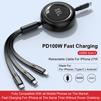 100W Charge Rapide Type C Câble Rétractable Super Rapide Charge USB C USB-C Cordon De Données Tresse pour IOS Ordinateur Portable Chargeur Câble Données