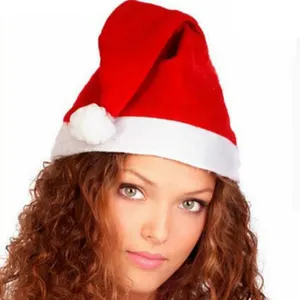 红色圣诞无纺布软圣诞老人帽子节日派对装饰儿童成人经典圣诞老人圣诞帽