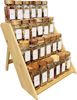 Organisateur de porte-épices en bambou pliable à 3 couches adapté aux comptoirs armoires tiroirs dans la cuisine pour épices facile à nettoyer