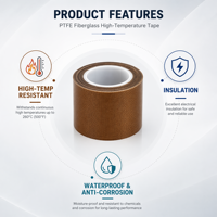 Pita Perekat Kain PTFE 0.18mm Tahan Panas Tahan Api Tahan Aus untuk Penyegelan Tas dan Penggunaan Industri