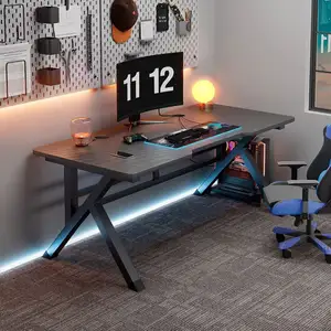 Nhà văn phòng máy tính bàn màu đen L hình Gamer bảng LED ánh sáng chơi game bàn đặt RGB chơi game bảng