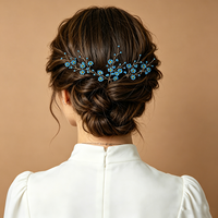 Lot de 5 épingles à cheveux vintage bleues en perles de riz, faites à la main, pour femmes et filles, bijoux de mariée pour mariage