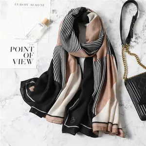 Minimalist Geometric Stripe Scarf Women's Fashion Contrast Shawl Love New Autumn/Winter Scarf Cotton Hemp Large Size