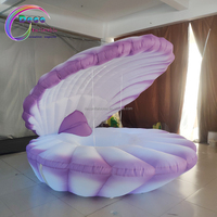 Coquille géante gonflable pour décoration de scène de fête et de concert, avec éclairage LED, coquille de mer gonflable, coquille de palourde