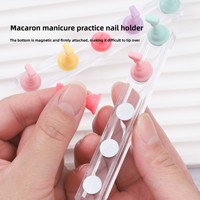 Support magnétique de présentation pour faux ongles, format mini, portable, base rectangulaire couleur macaron, pour la pratique du nail art