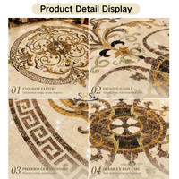 Revêtement de sol en marbre à motifs italiens, bordure élégante, carreaux de marbre beige découpés au jet d'eau, designs simples, polis, imperméables