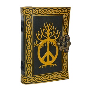 Diario in pelle goffrata fatto a mano Peace Of Sign Paper giallo celtico con diario in pelle nera quaderno da viaggio in pelle - Product Image 6