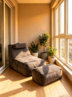 Canapé-lit moderne minimaliste portable, fauteuil de sol en tissu peluche doux avec rembourrage en mousse haute densité pour salon