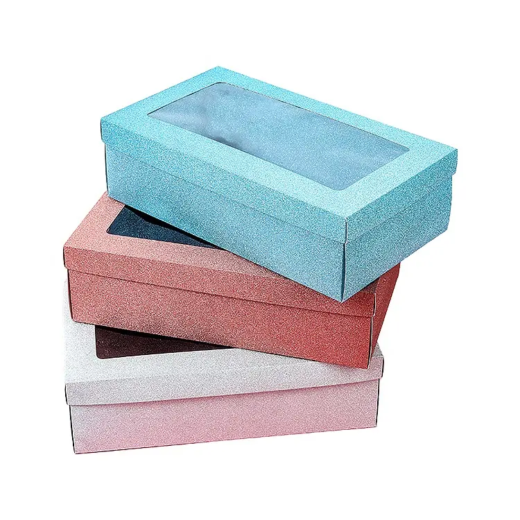Cachecol retangular caixa de embalagem ponto aberto janela lenço de seda caixa de presente Jin Cong caixa de papel de dobramento do cartão de impressão a cores branco