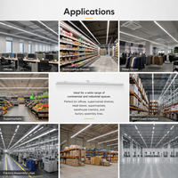 Luminaire linéaire LED T5 T8 commercial 30W 43W 58W 4000K 180 lm par W 2kV de tension de pointe DALI 5 ans IP40 IK08 Installation rapide sur rail