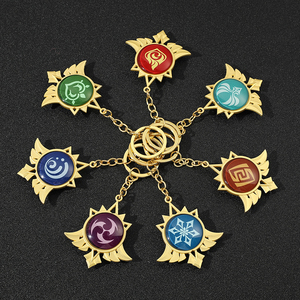 Gioco di vendita caldo <span class=keywords><strong>Genshin</strong></span> Impact 7 Element Eye of God portachiavi luminosi a doppia faccia accessori Cosplay - Product Image 3