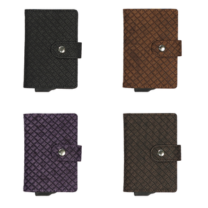 Black PU <b>Card</b> <b>Holder</b> <b>Wallet</b> with Geometric Pattern Snap Closure Multi-<b>Card</b> Position Unisex Short Design - Product Image 5