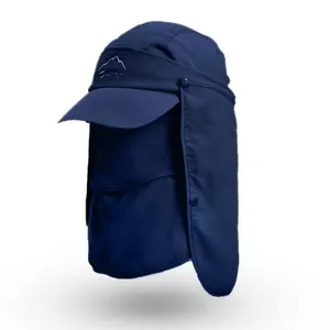 Verschiedene Farben UV-Schutz mit breiter Krempe Faltbarer Hut mit abnehmbaren verstellbaren Klappen