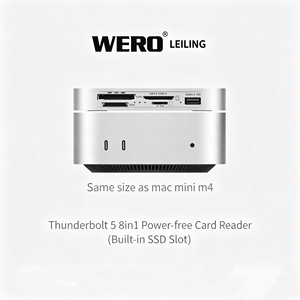 Lecteur de cartes Thunderbolt 5 8-en-1 avec fente M.2 SSD intégrée, CFexpress, CF, SD UHS-II, TF 4.0, Hub USB 3.2 10 Gbps, pour Mac Mini M4 - Product Image 1