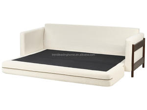 أريكة سرير فاخرة بتصميم عصري لغرفة المعيشة من PZCN HOME، غطاء قابل للإزالة، مقعدين، ذراعين خشبيين، قابلة للتحويل إلى سرير مع مرتبة - Product Image 3