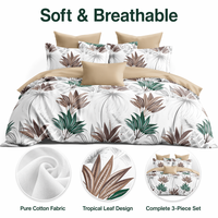 Parure de lit lavable 100% polyester 100TC motif feuilles tropicales Pologne, vert et marron, housse de couette botanique pour maison et hôtel, livraison directe UE
