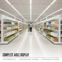 Étagère murale simple face blanche pour supermarché avec porte-étiquette vert – Présentoir de marchandises pour la vente au détail