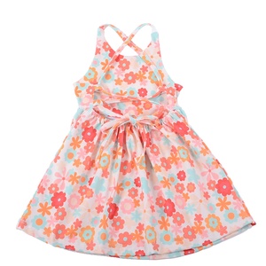Robe trapèze respirante pour filles, personnalisée ODM, en tissu coton 230g, dos nu, longueur genou, bretelles réglables, à pois - Product Image 1