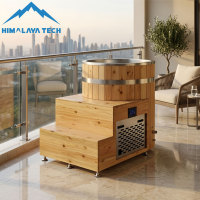 Bain de glace de luxe en cèdre rouge et acier inoxydable pour hôtels, bien-être, récupération en extérieur, sauna, thérapie, piscine, bain froid