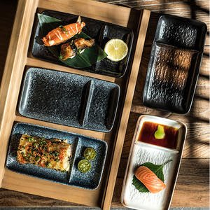 Plato de cerámica de 2 rejillas, hogar creativo con vinagre, plato doble, pastel, Sushi, platos de postre, plato frío para aperitivos, platos de pescado en la nieve - Product Image 1