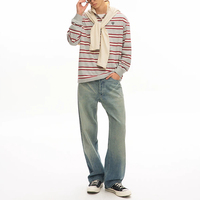 Jean Homme Straight Tapered Taille Moyenne Vintage Délavé Gradient Fabricant Vente en Gros