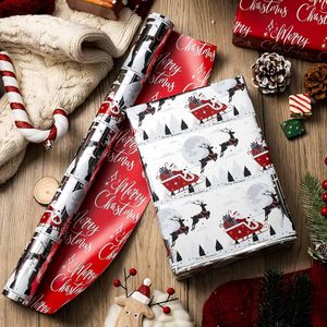 Christmas <b>Wrapping</b> <b>Paper</b> Roll 42.5 Sq Ft Metallic Santa Sleigh Reindeer Stripe Plaid Snowflake Gift Craft Anti Curl - Product Image 5