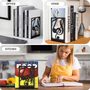 ที่วางหนังสือโลหะสีดำ 1 คู่ สำหรับหนังสือและชั้นวางของสำนักงานขนาดใหญ่ ของตกแต่งบ้าน ที่วางหนังสือแบบหนา ไอเดียของขวัญที่สมบูรณ์แบบ - Product Image 6